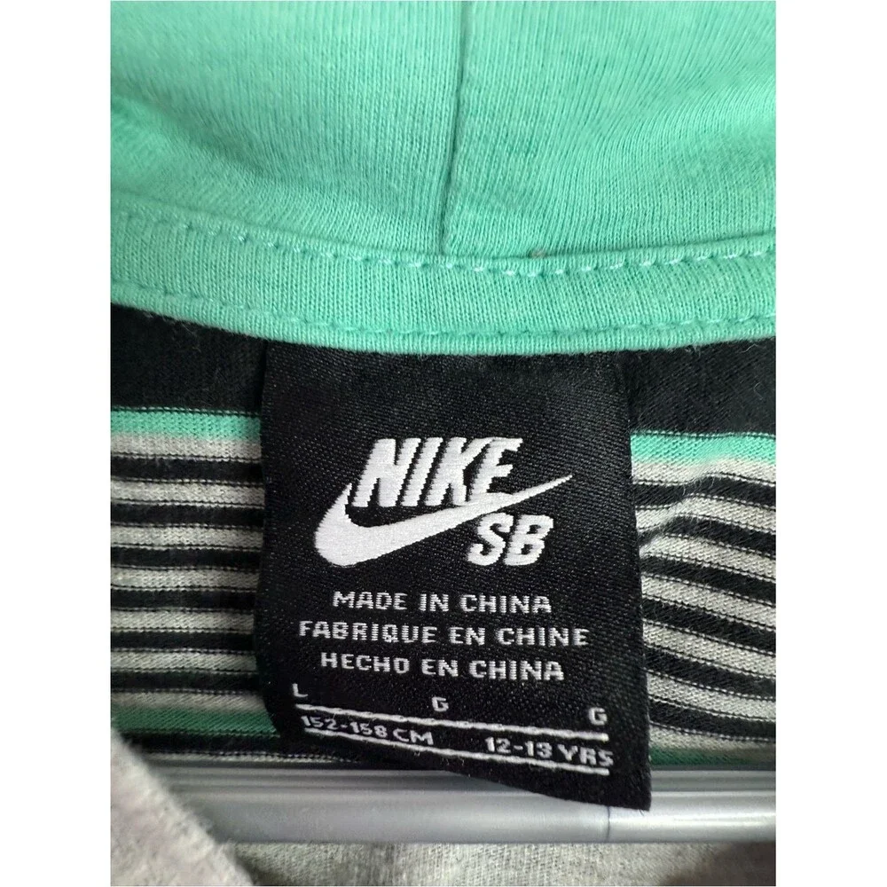 Nike sweater hoodie Grey, Black & Teal Striped Zip Hoodie with Neon Yellow Logo